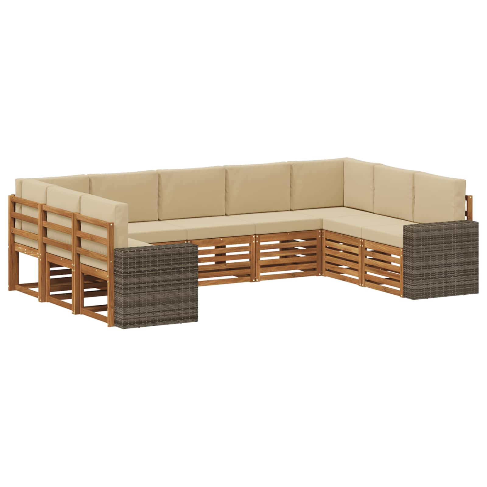 Outdoor-Sofagarnitur 9 stk. Natur und Beige Polyester
