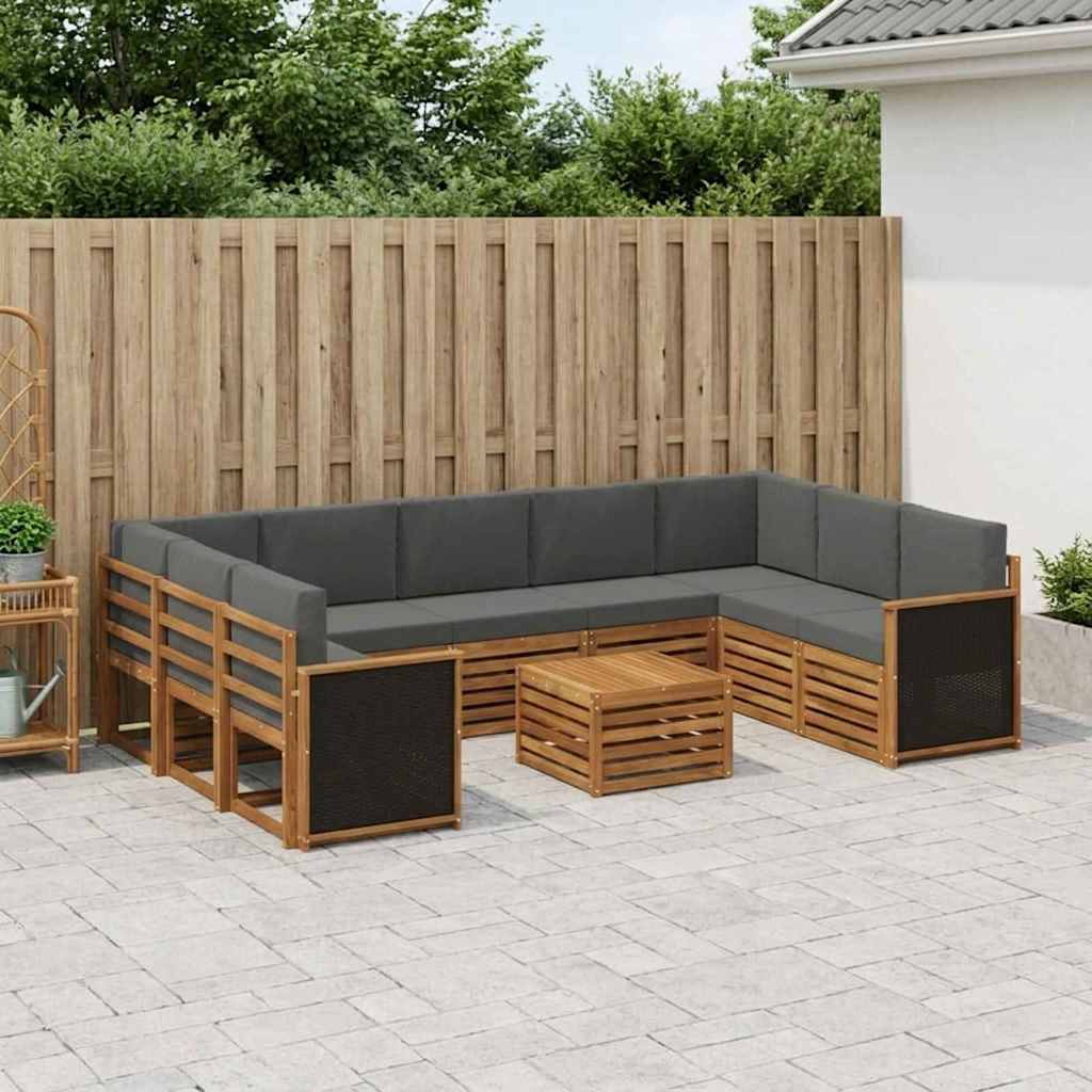 Outdoor-Sofagarnitur 10 stk. Natur und Anthrazit