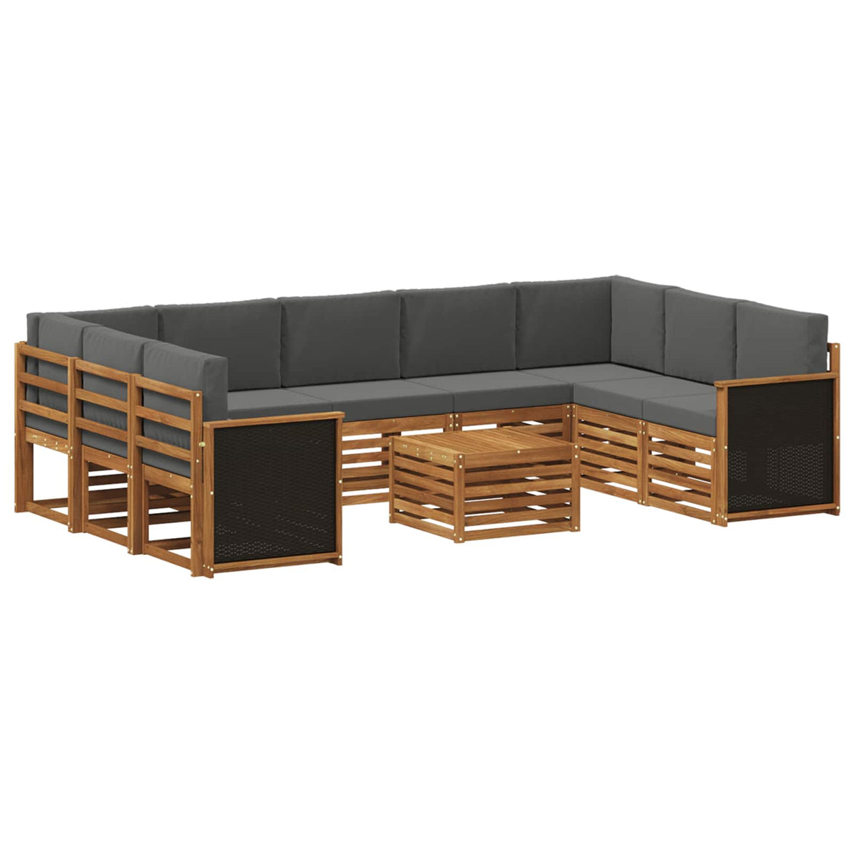 Outdoor-Sofagarnitur 10 stk. Natur und Anthrazit