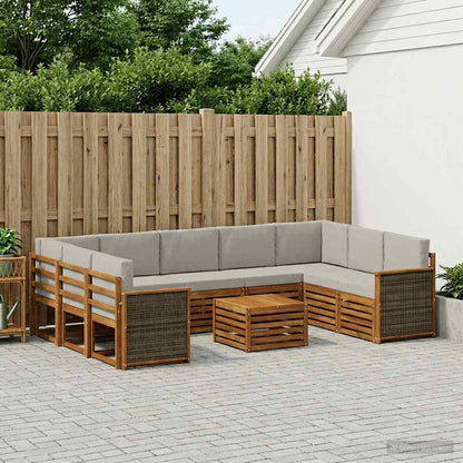 Outdoor-Sofagarnitur 10 stk. Natürlich und Hellgrau