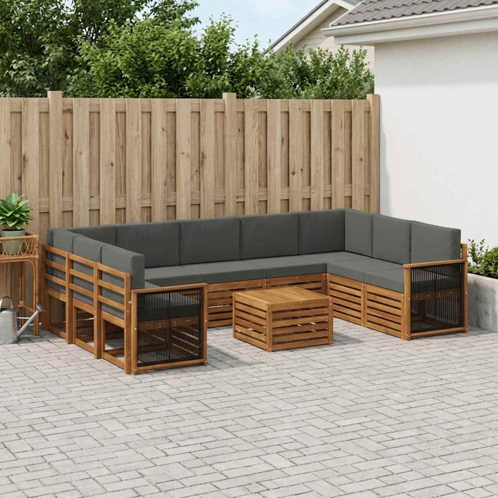 Outdoor-Sofagarnitur 10 stk. Natur und Anthrazit