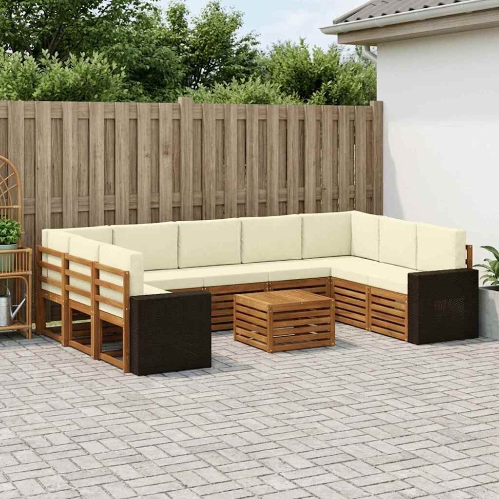 Sofagarnituren 10 pcs Natur und Creme Massivholz Akazie