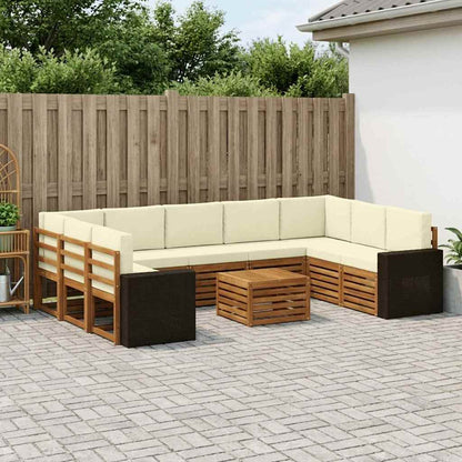 Outdoor-Sofagarnitur 10 stk. Natur und Creme Polyester