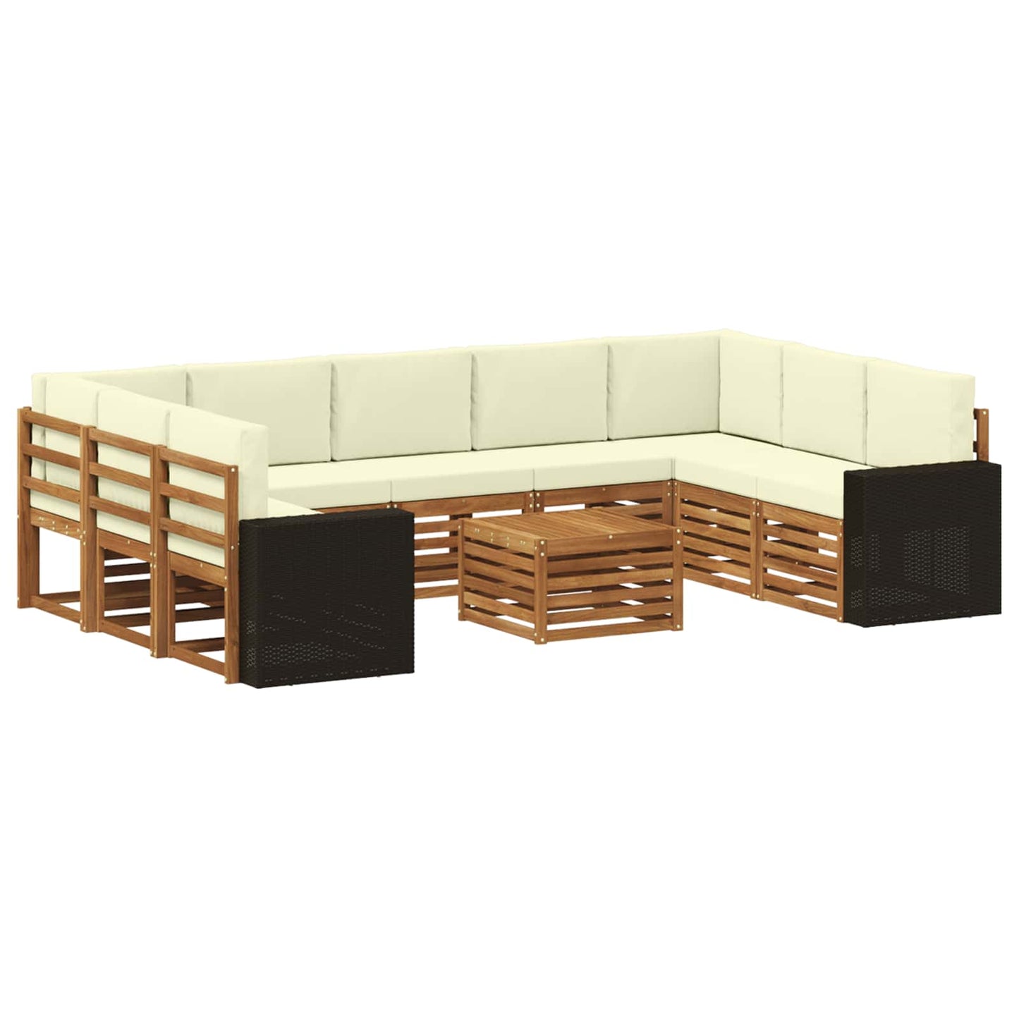 Sofagarnituren 10 pcs Natur und Creme Massivholz Akazie