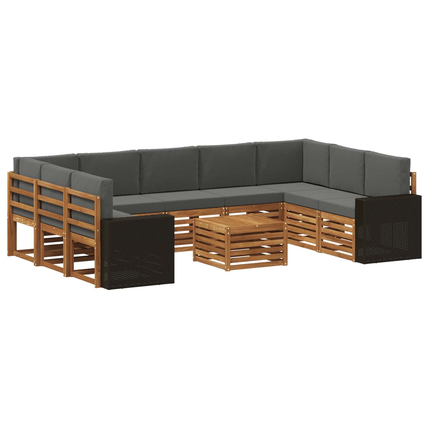 Outdoor-Sofagarnitur 10 stk. Natur und Anthrazit Polyester