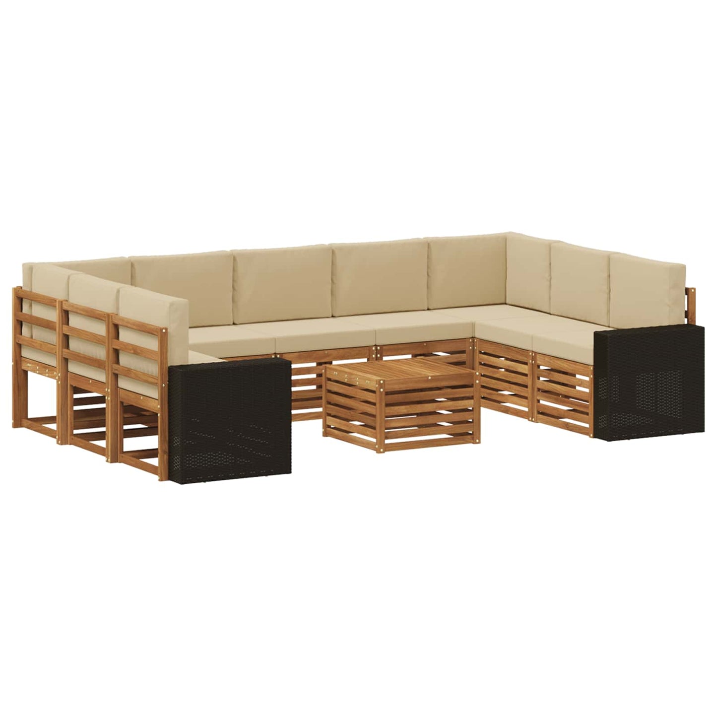 Sofagarnituren 10 pcs Natur und Beige Massivholz Akazie