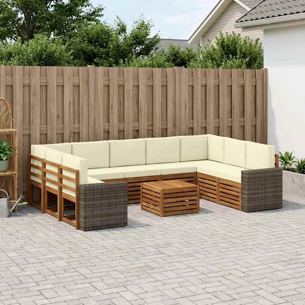 Sofagarnituren 10 pcs Natur und Creme Massivholz Akazie