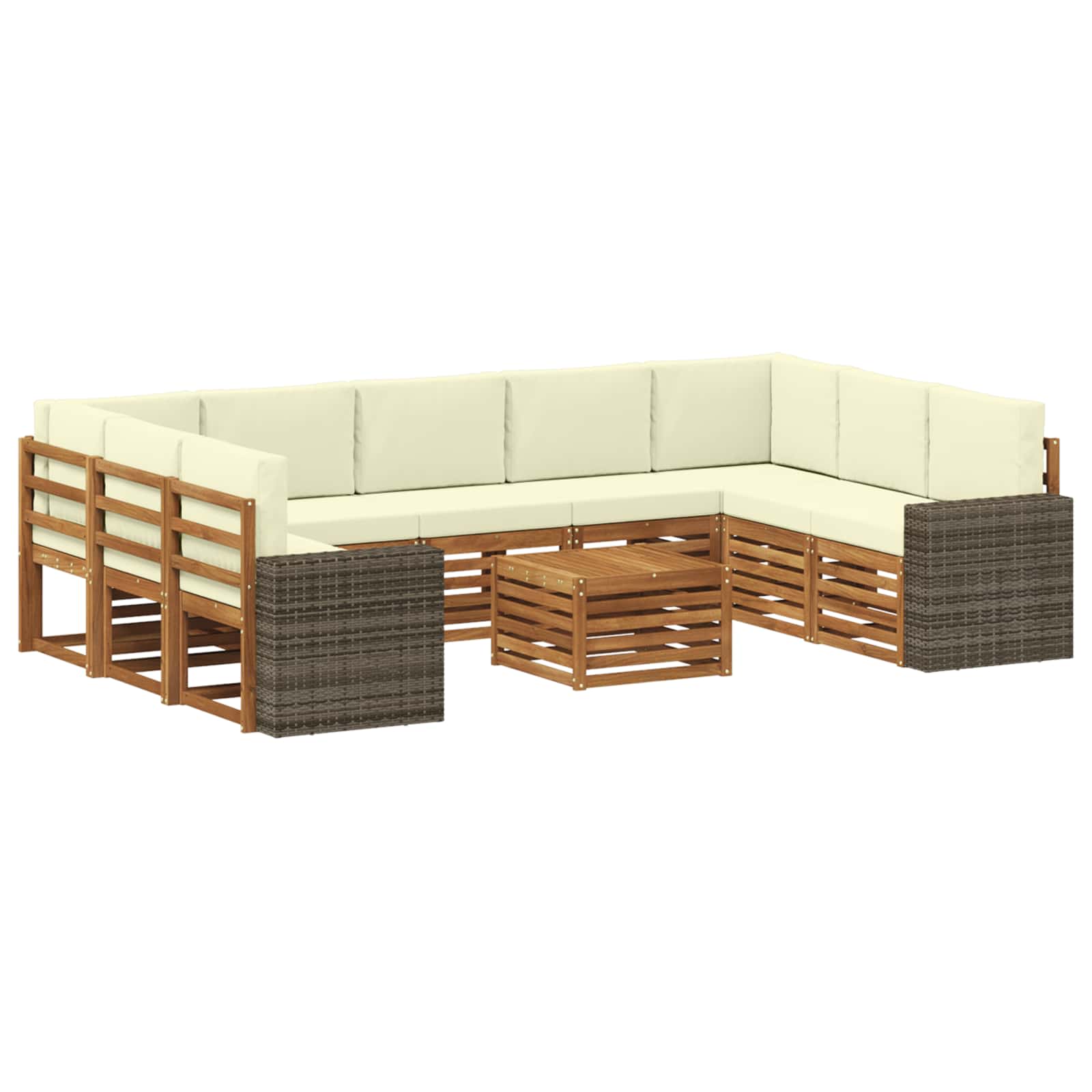 Sofagarnituren 10 pcs Natur und Creme Massivholz Akazie