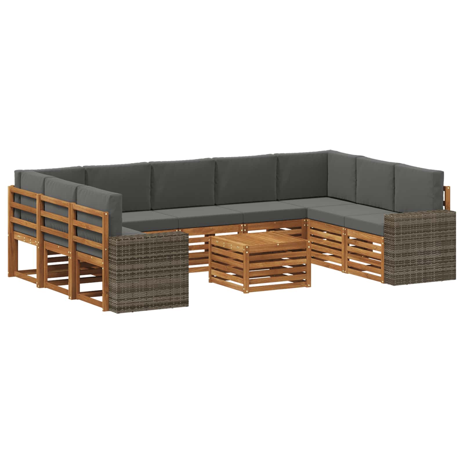 Outdoor-Sofagarnitur 10 stk. Natur und Anthrazit Polyester