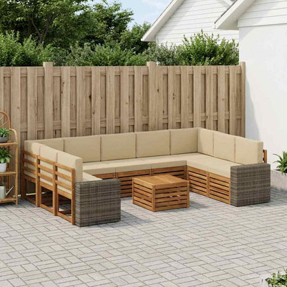 Outdoor-Sofagarnitur 10 stk. Natur und Beige Polyester