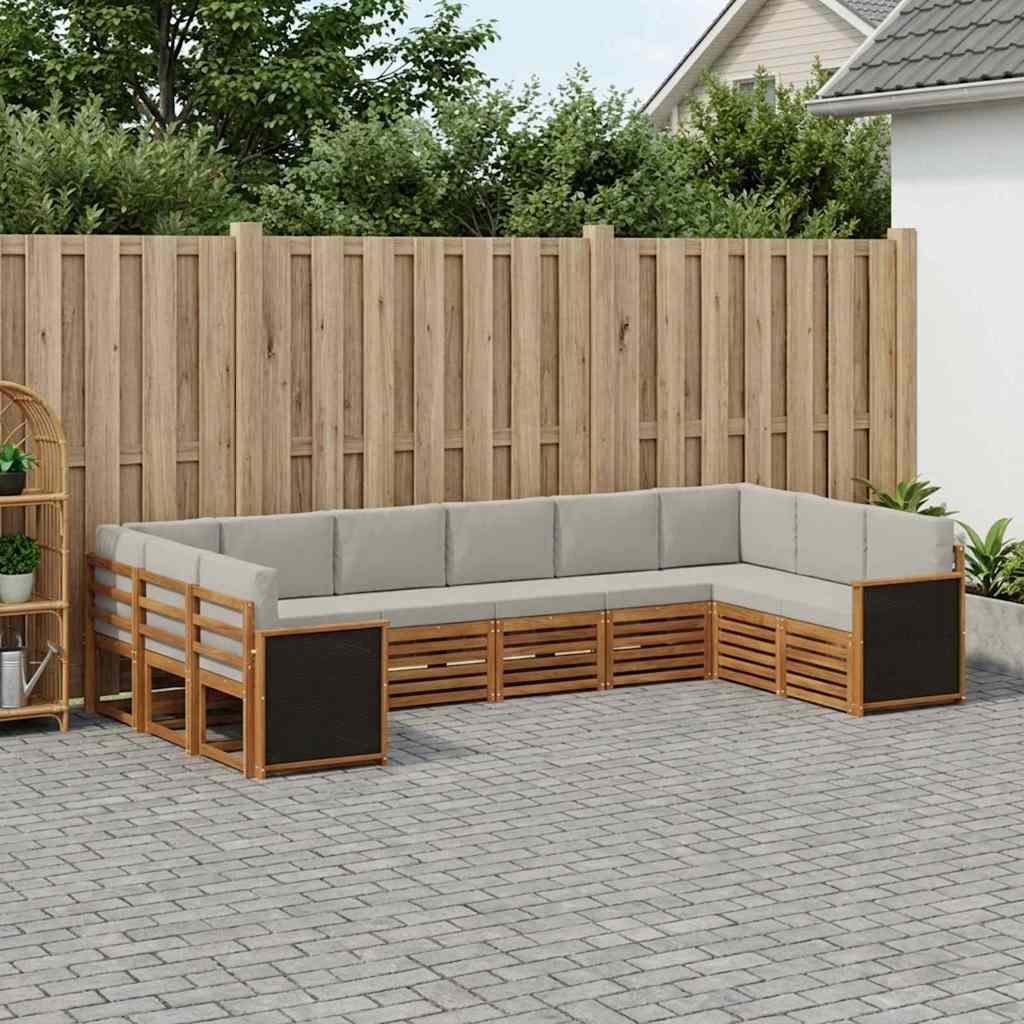 Ecksofa Set mit Kissen 7 pcs Natürlich und Hellgrau