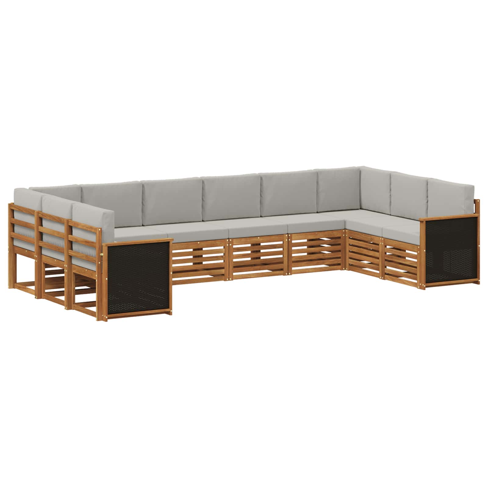 Ecksofa Set mit Kissen 7 pcs Natürlich und Hellgrau