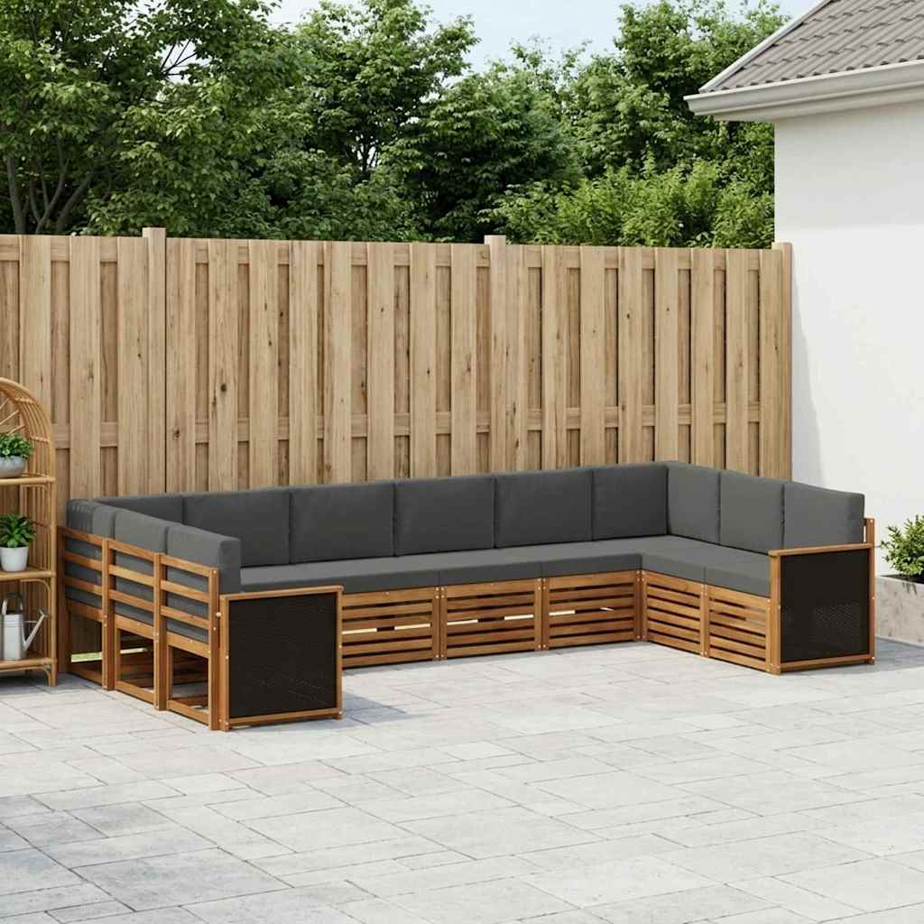 Ecksofa Set mit Kissen 7 pcs Natur und Anthrazit