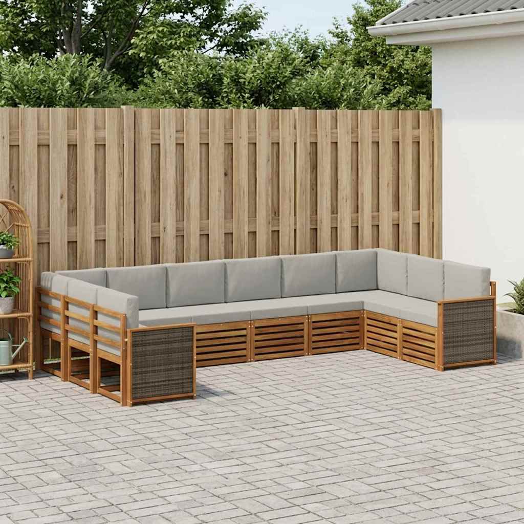 Ecksofa Set mit Kissen 7 pcs Natürlich und Hellgrau