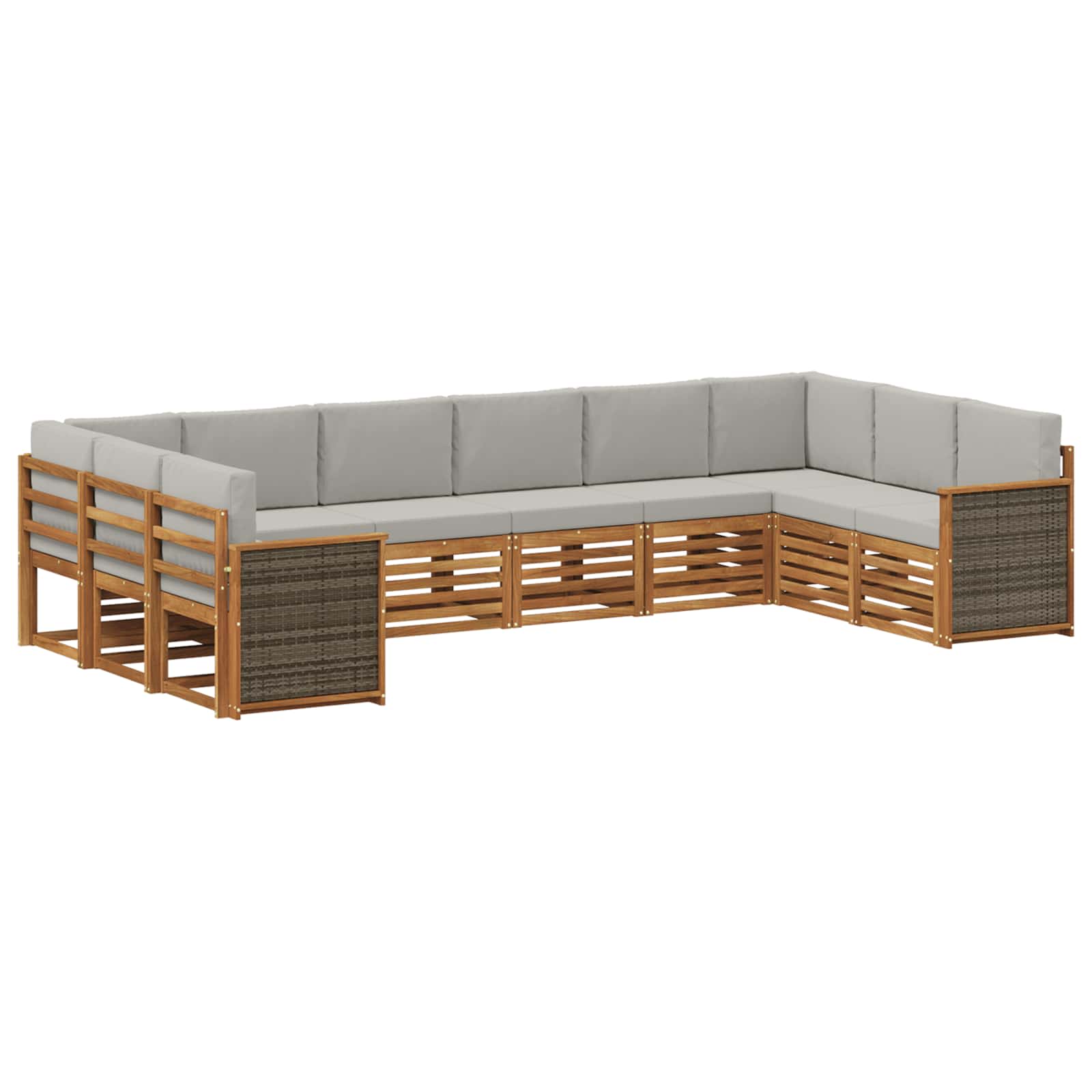 Ecksofa Set mit Kissen 7 pcs Natürlich und Hellgrau