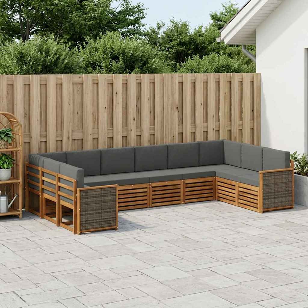 Ecksofa Set mit Kissen 7 pcs Natur und Anthrazit