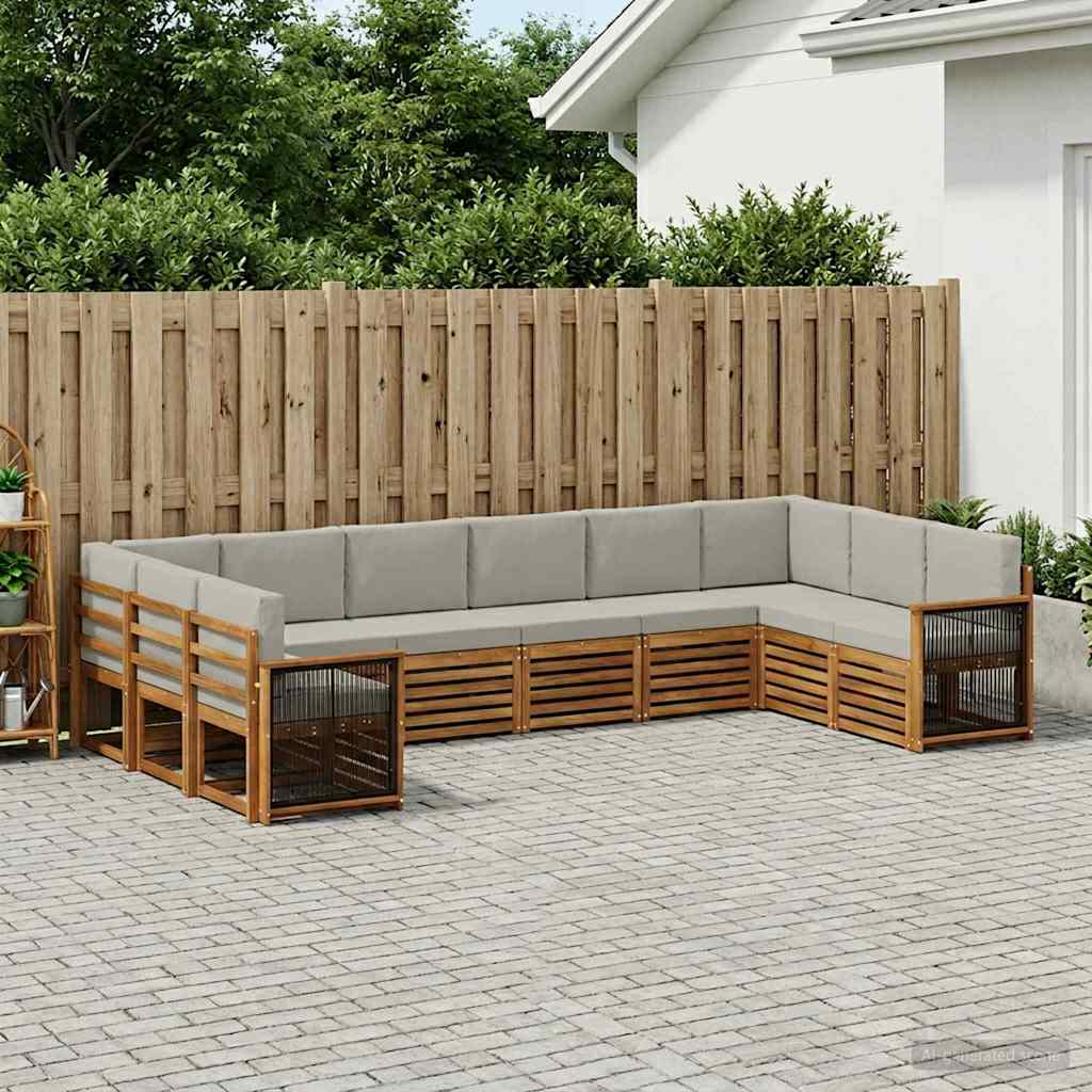 Ecksofa Set mit Kissen 7 pcs Natürlich und Hellgrau