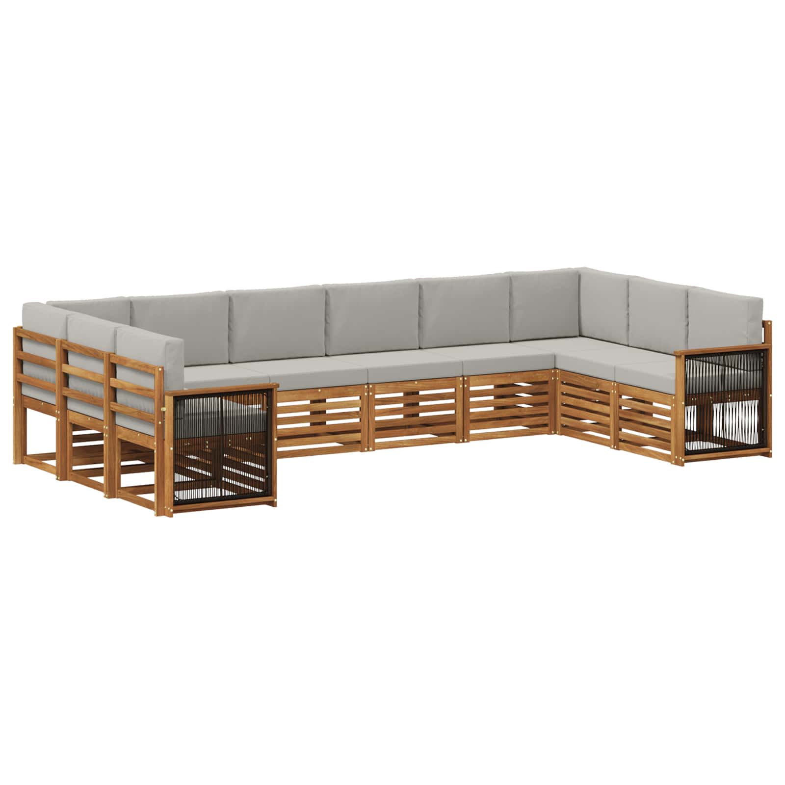 Ecksofa Set mit Kissen 7 pcs Natürlich und Hellgrau