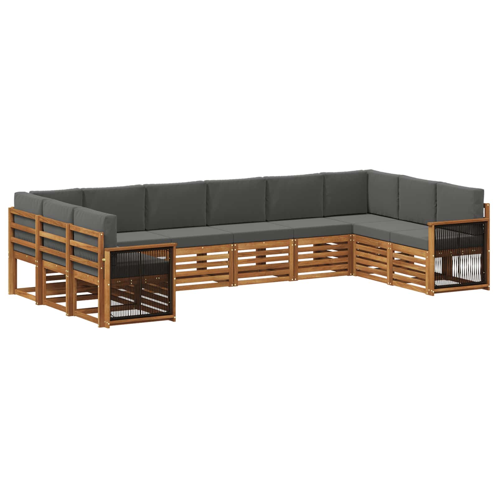 Ecksofa Set mit Kissen 7 pcs Natur und Anthrazit