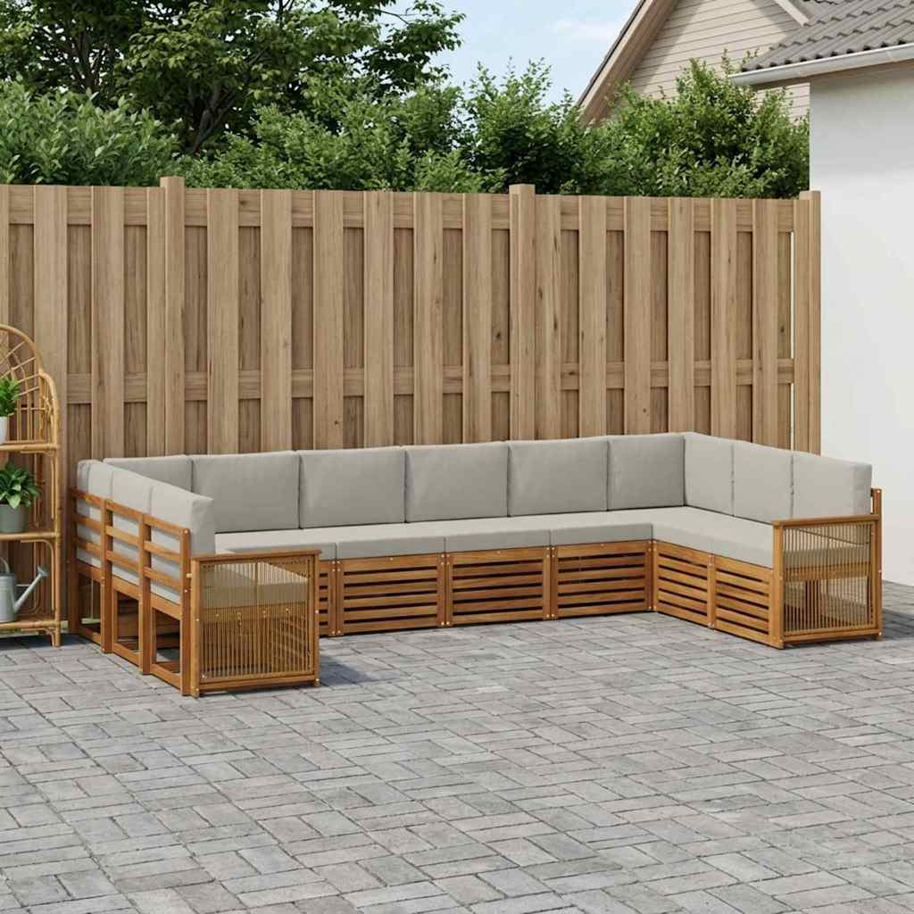 Ecksofa Set mit Kissen 7 pcs Natürlich und Hellgrau