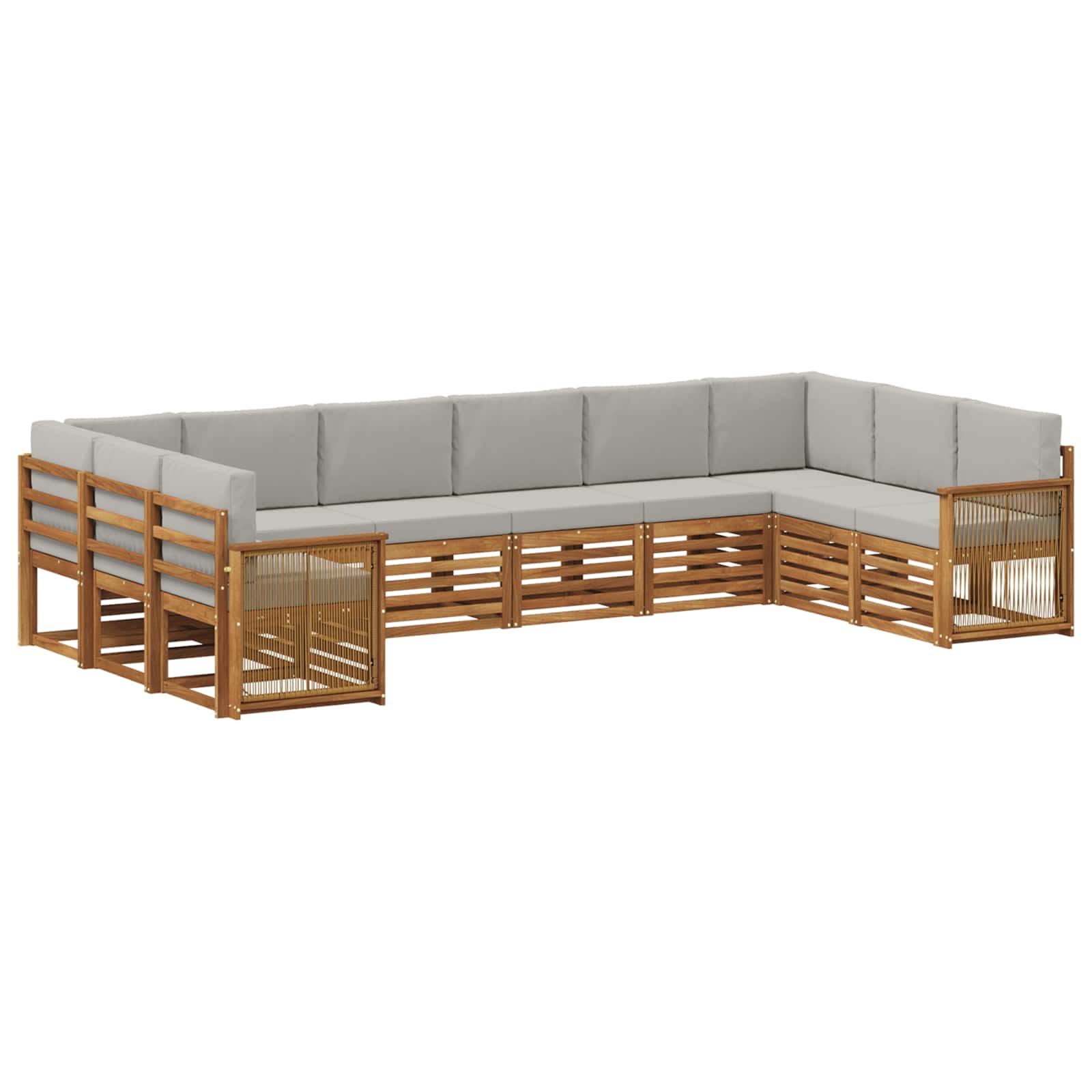 Ecksofa Set mit Kissen 7 pcs Natürlich und Hellgrau