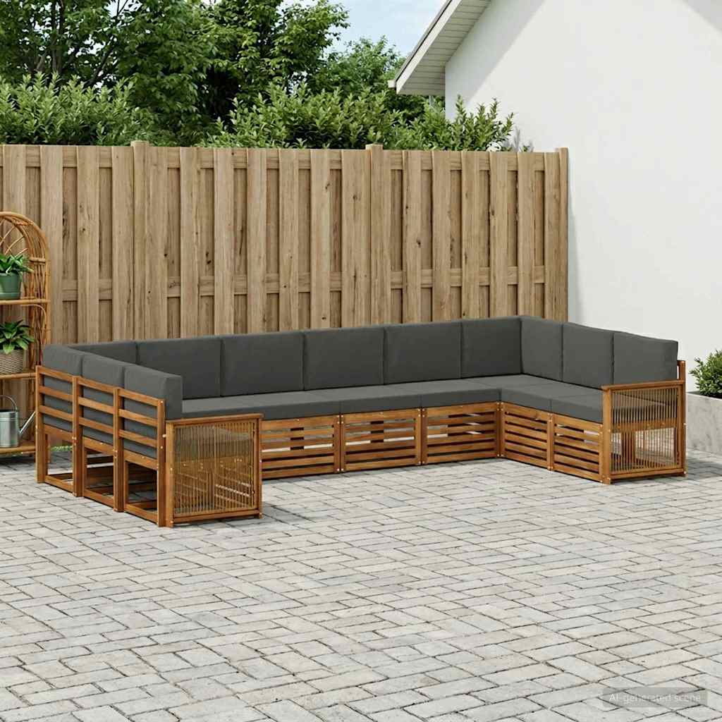 Ecksofa Set mit Kissen 7 pcs Natur und Anthrazit