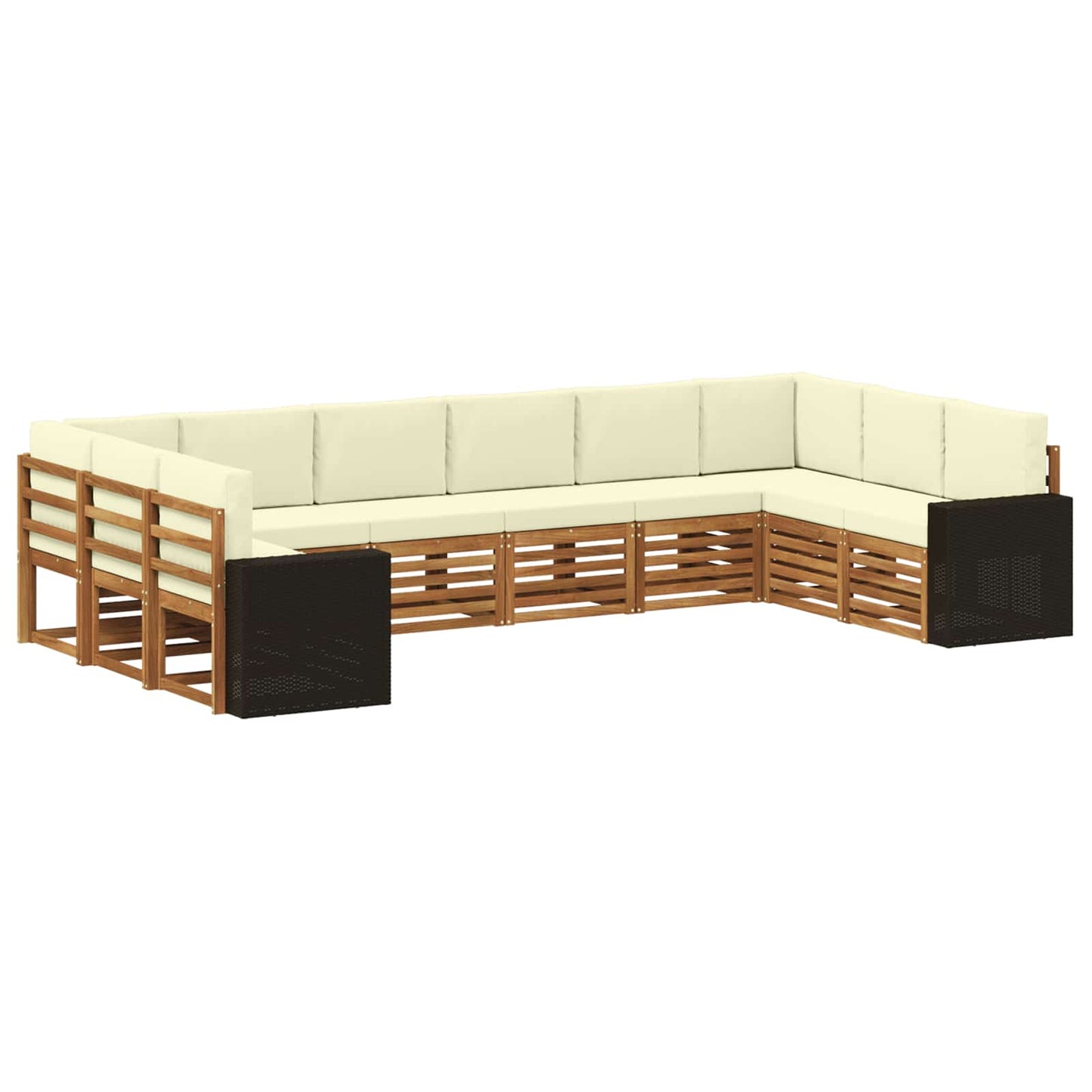 Outdoor-Sofagarnitur 10 pcs Natur und Creme Polyester