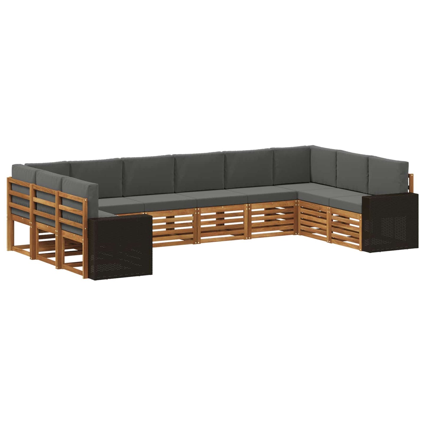 Outdoor-Sofagarnitur 10 pcs Natur und Anthrazit Polyester
