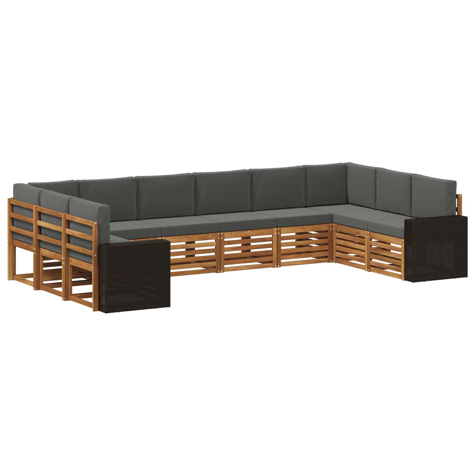 Outdoor-Sofagarnitur 10 pcs Natur und Anthrazit Polyester