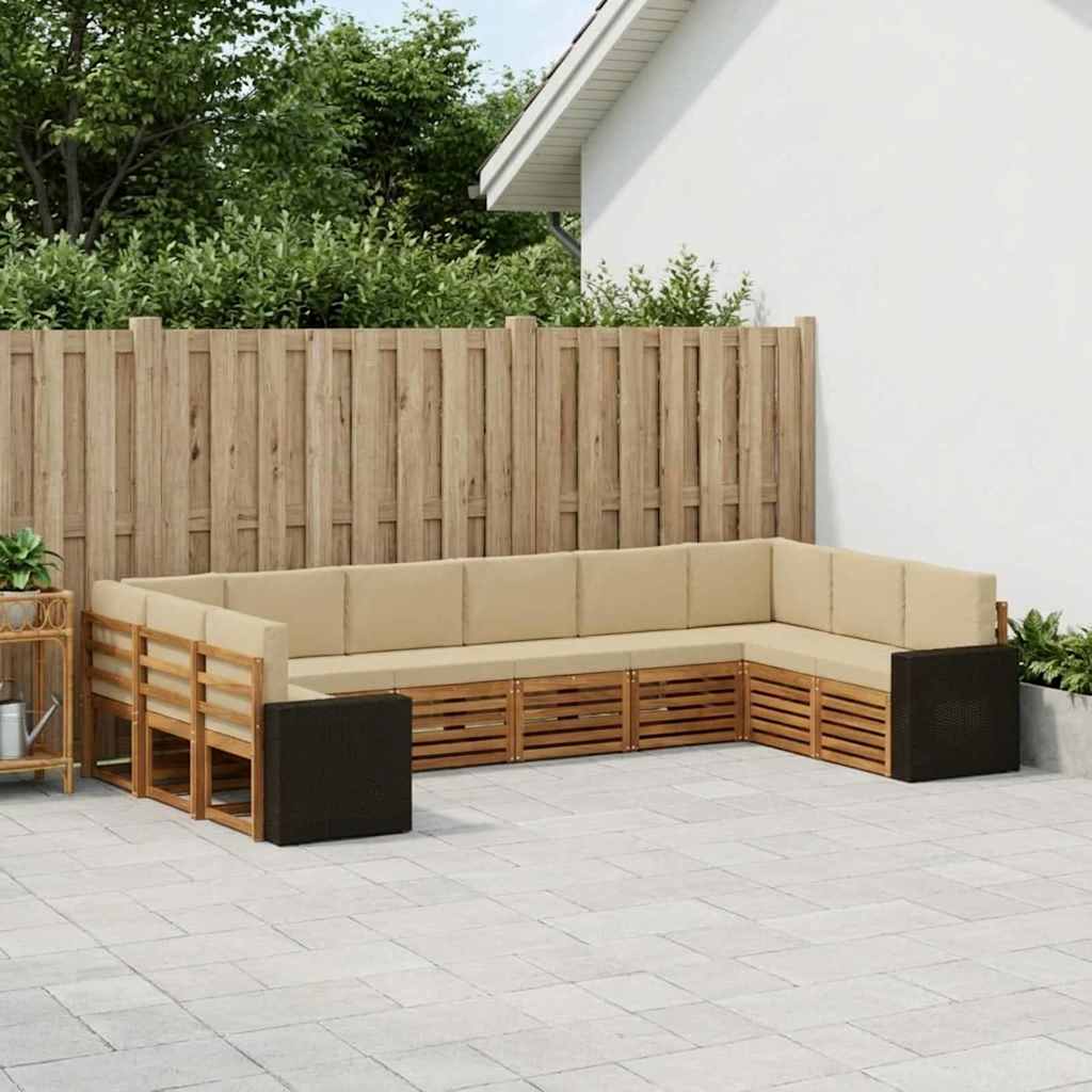 Outdoor-Sofagarnitur 10 stk. Natur und Beige Polyester