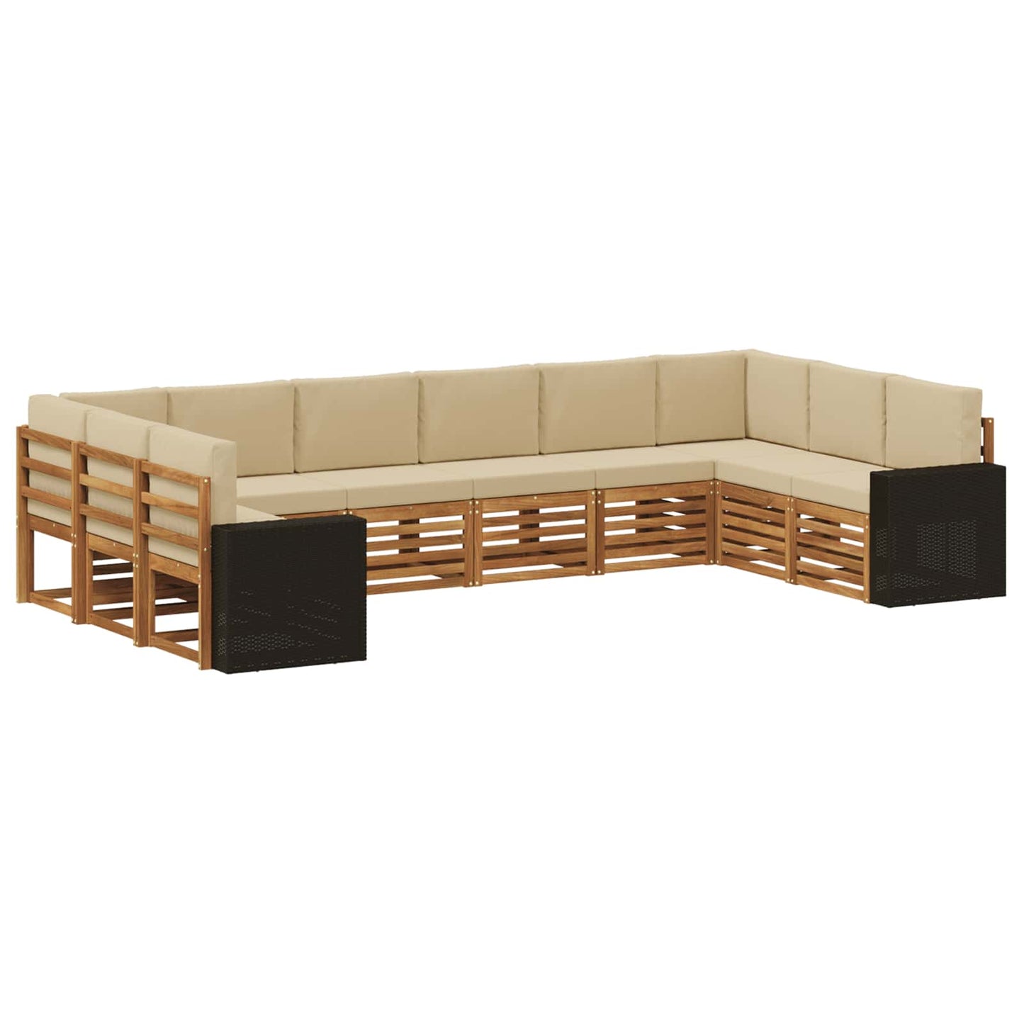 Outdoor-Sofagarnitur 10 stk. Natur und Beige Polyester
