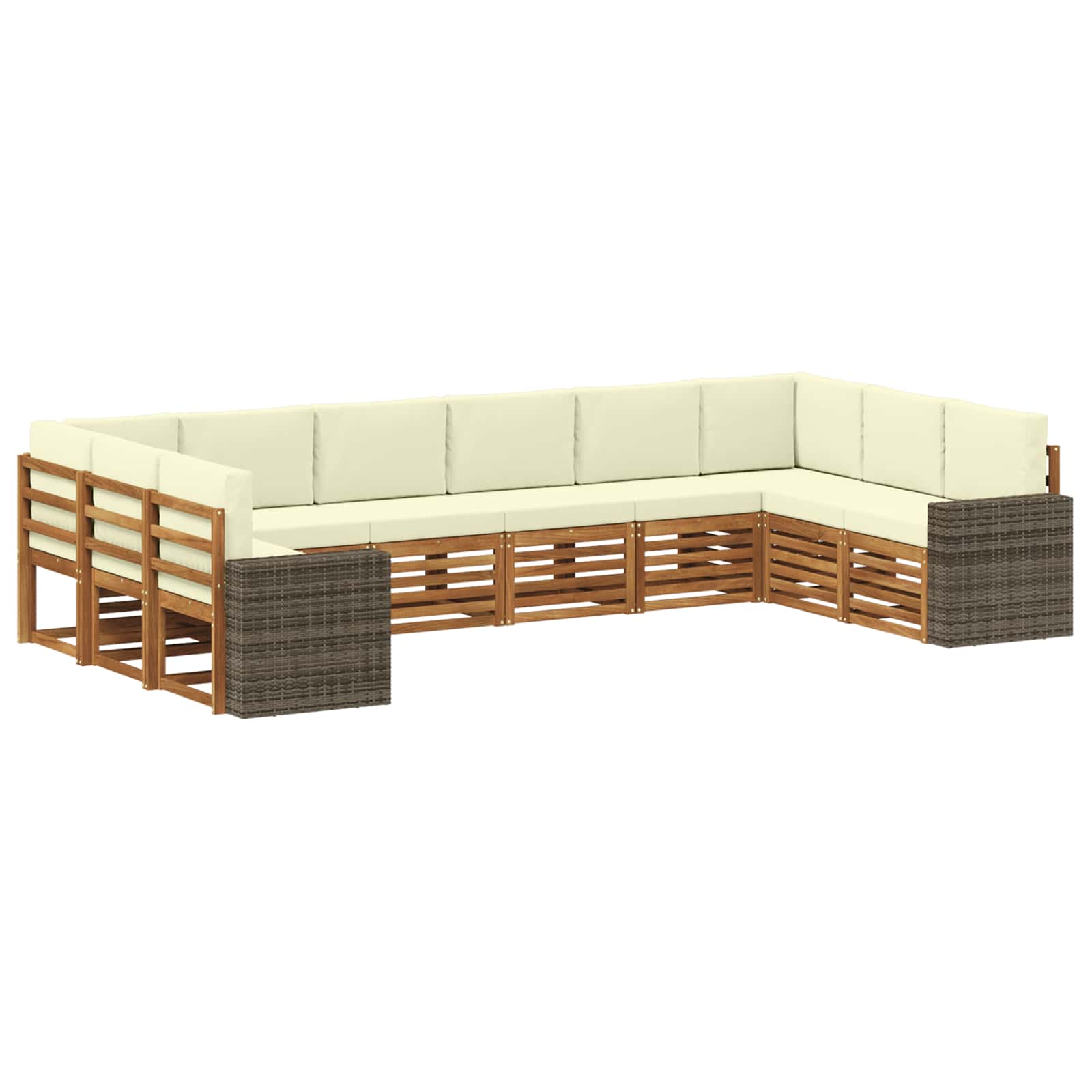 Outdoor-Sofagarnitur 10 pcs Natur und Creme Polyester