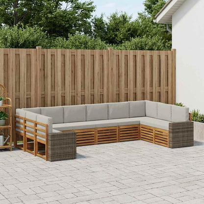Outdoor-Sofagarnitur 10 stk. Natürlich und Hellgrau Polyester