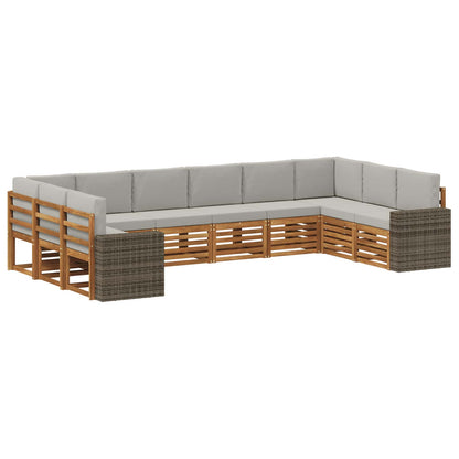 Outdoor-Sofagarnitur 10 stk. Natürlich und Hellgrau Polyester