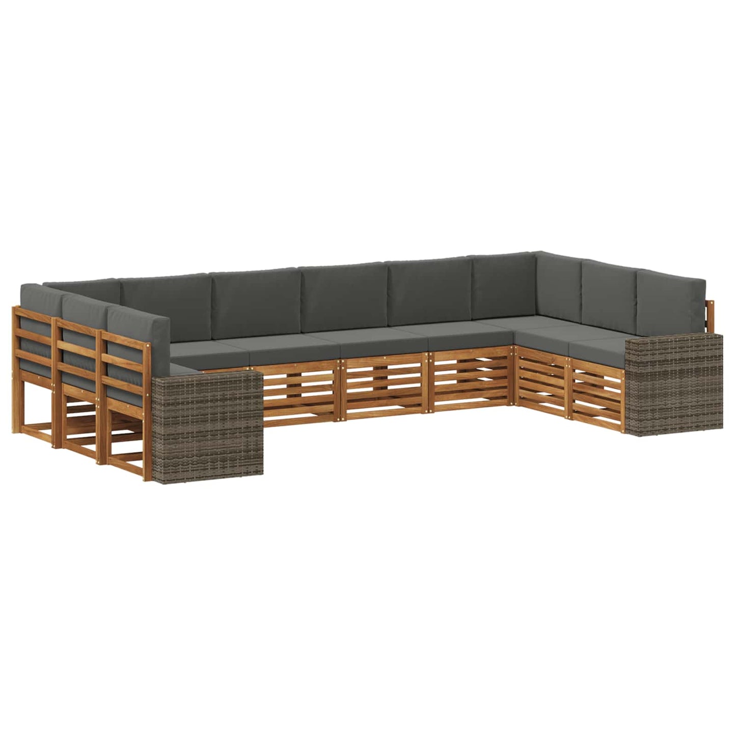 Outdoor-Sofagarnitur 10 pcs Natur und Anthrazit Polyester