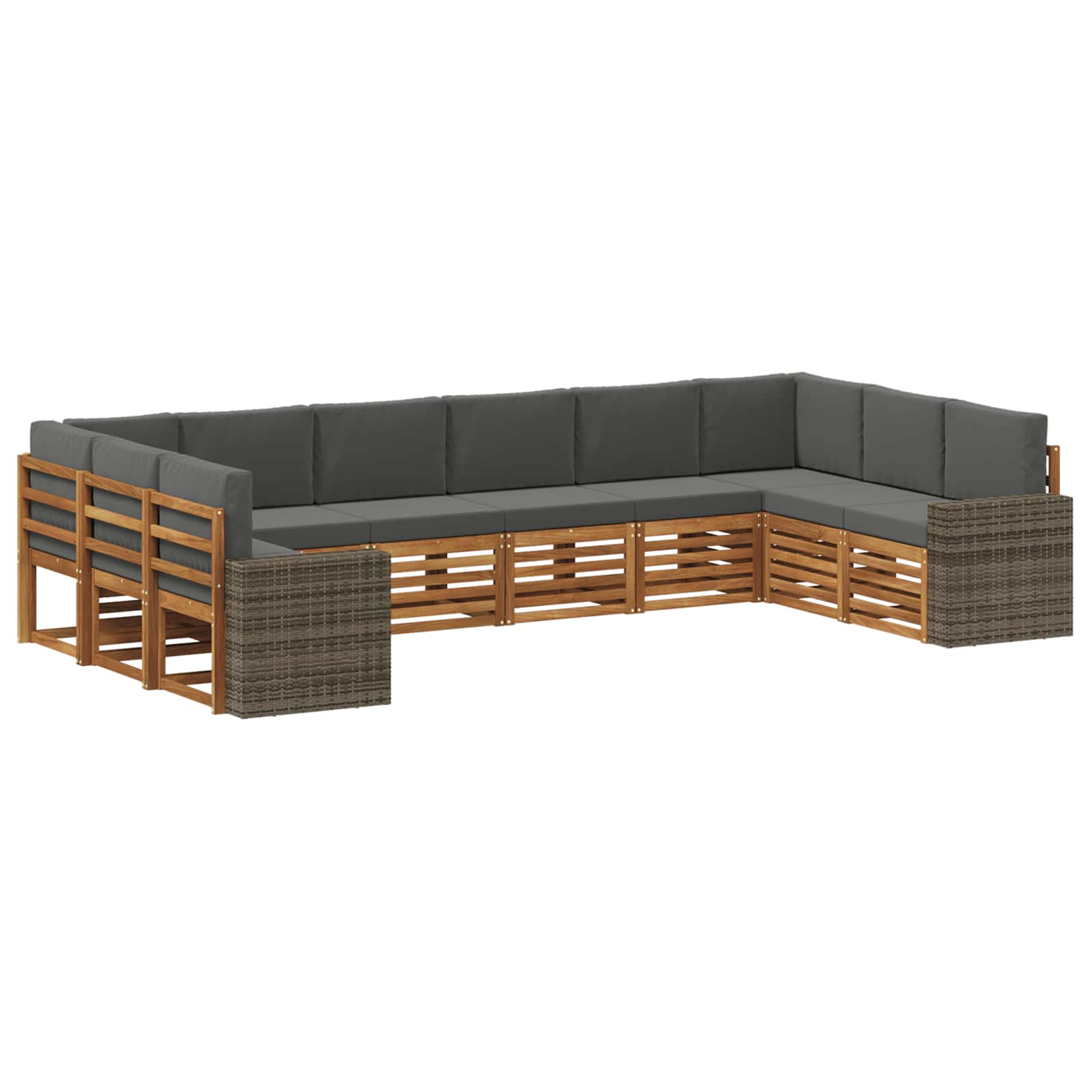 Outdoor-Sofagarnitur 10 pcs Natur und Anthrazit Polyester