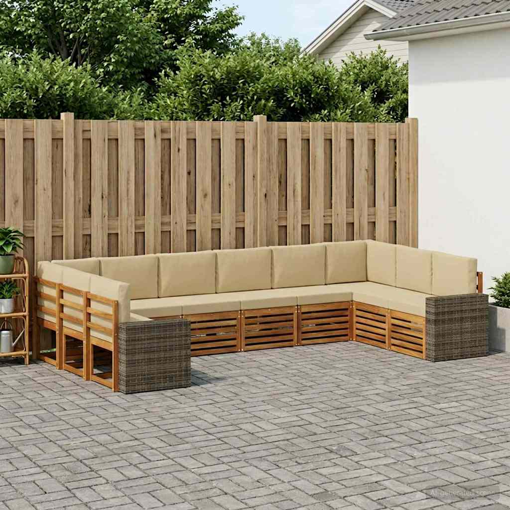 Outdoor-Sofagarnitur 10 stk. Natur und Beige Polyester