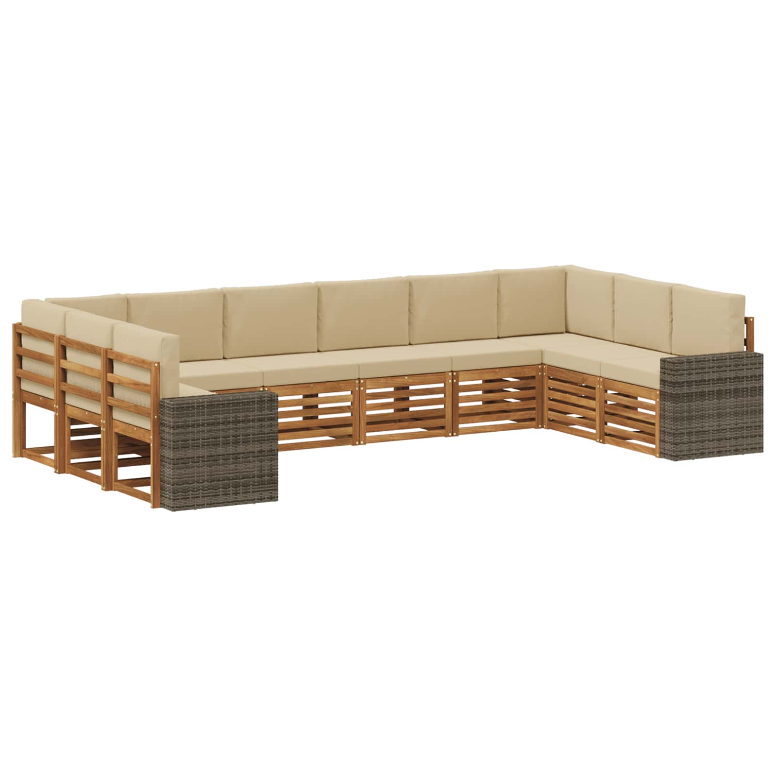 Outdoor-Sofagarnitur 10 stk. Natur und Beige Polyester
