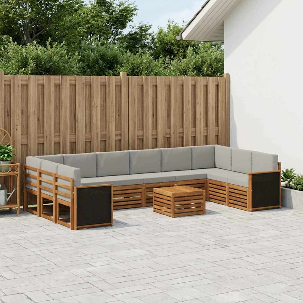 Outdoor-Sofagarnitur mit Kissen 8 pcs Natürlich und Hellgrau