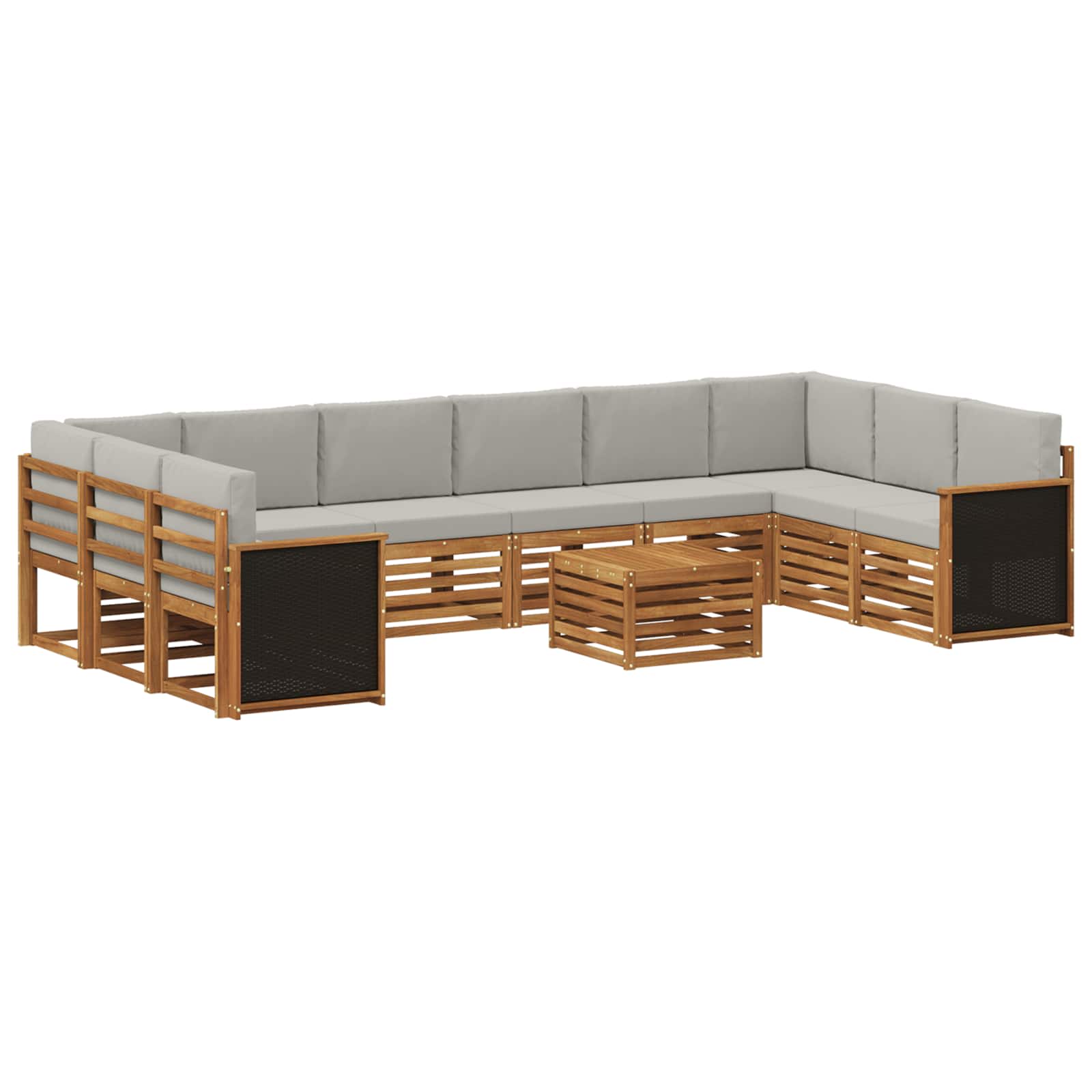 Outdoor-Sofagarnitur mit Kissen 8 pcs Natürlich und Hellgrau