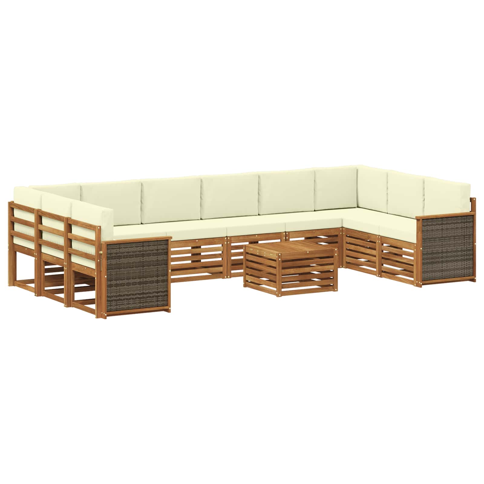 Outdoor-Sofagarnitur mit Kissen 8 pcs Natur und Creme