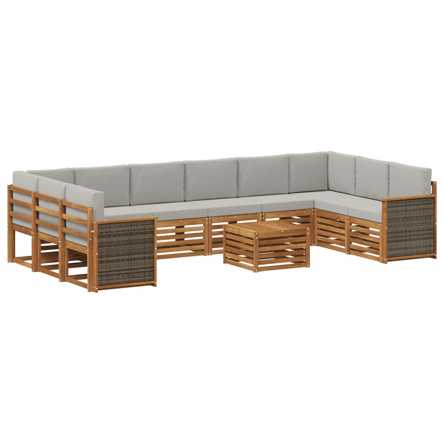 Outdoor-Sofagarnitur mit Kissen 8 pcs Natürlich und Hellgrau