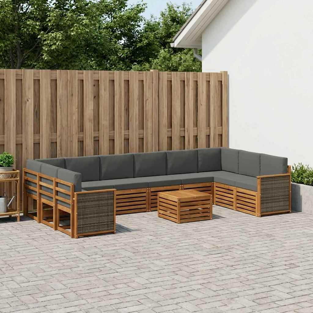 Outdoor-Sofagarnitur 8 stk. Natur und Anthrazit