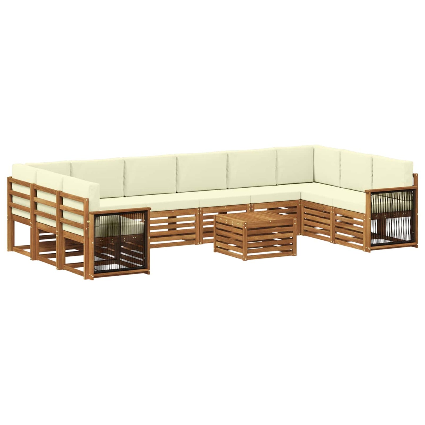 Outdoor-Sofagarnitur mit Kissen 8 pcs Natur und Creme