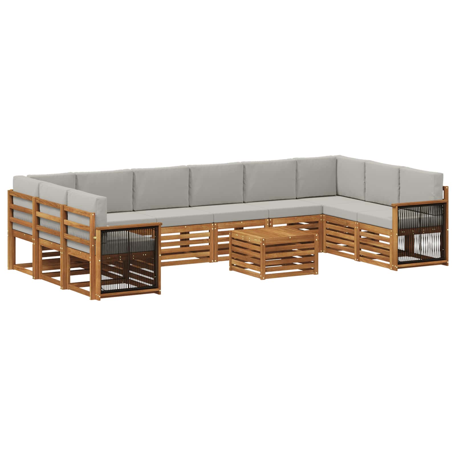 Outdoor-Sofagarnitur mit Kissen 8 pcs Natürlich und Hellgrau