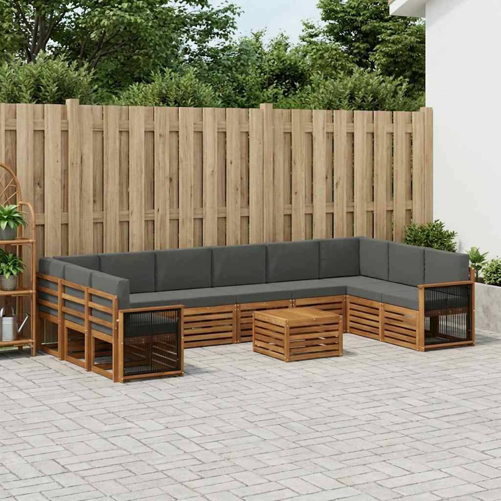 Outdoor-Sofagarnitur 8 stk. Natur und Anthrazit