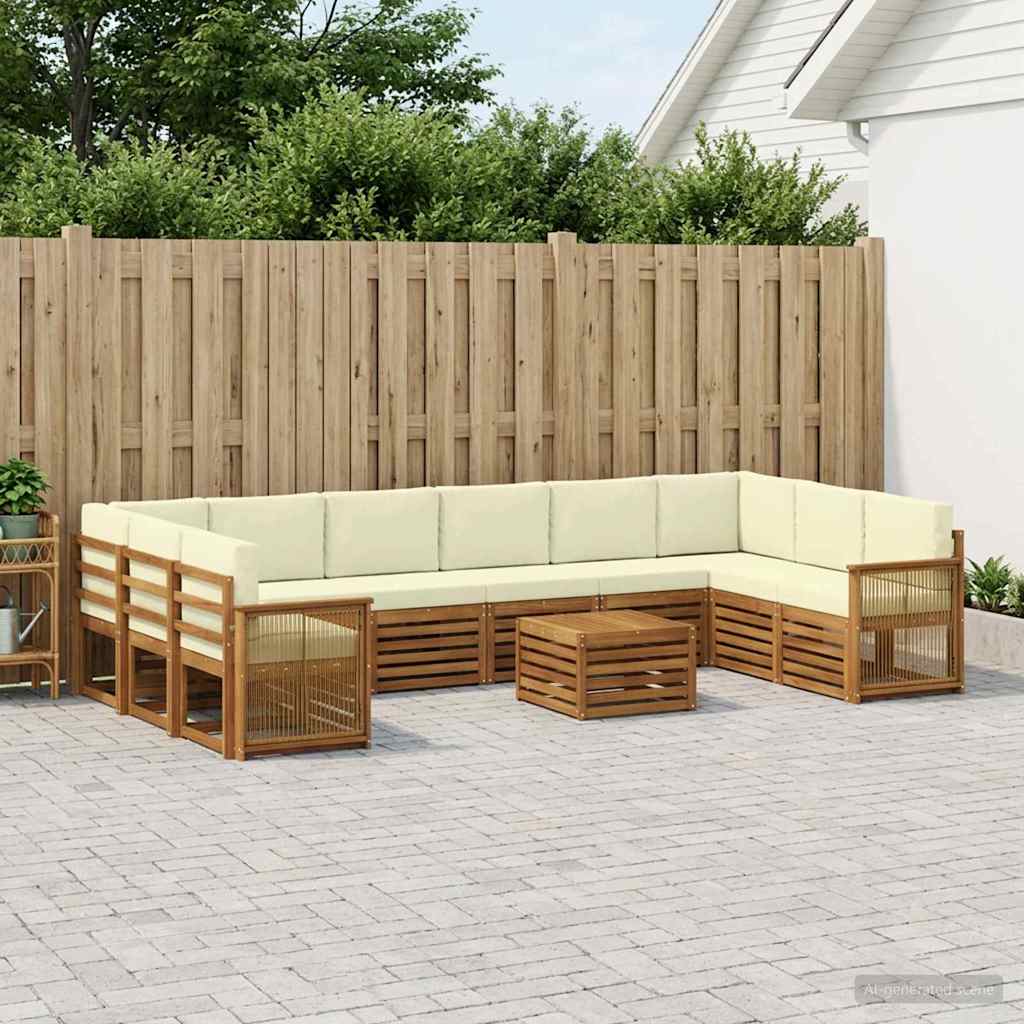Outdoor-Sofagarnitur mit Kissen 8 pcs Natur und Creme