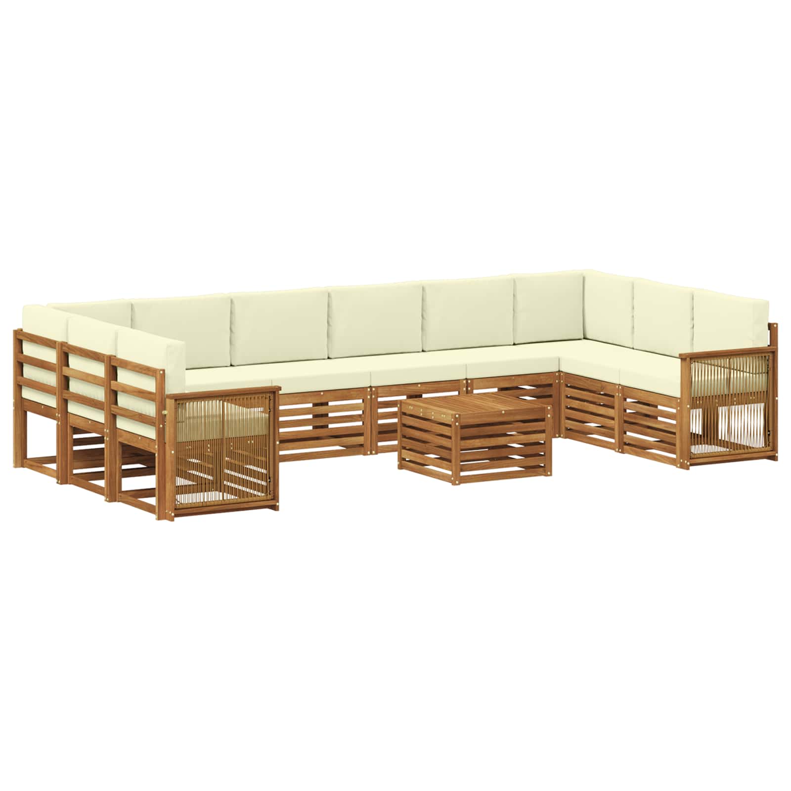 Outdoor-Sofagarnitur mit Kissen 8 pcs Natur und Creme
