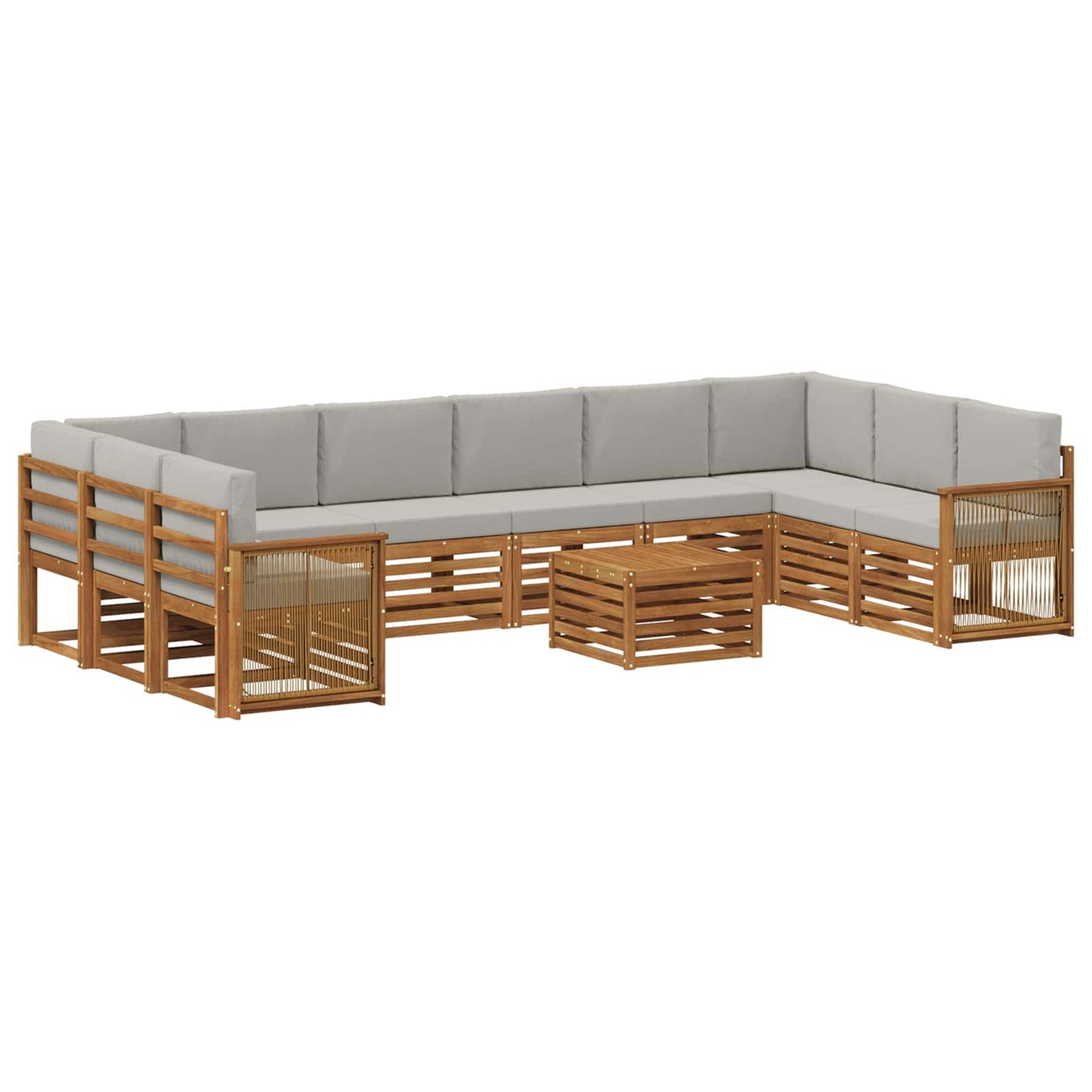 Outdoor-Sofagarnitur mit Kissen 8 pcs Natürlich und Hellgrau