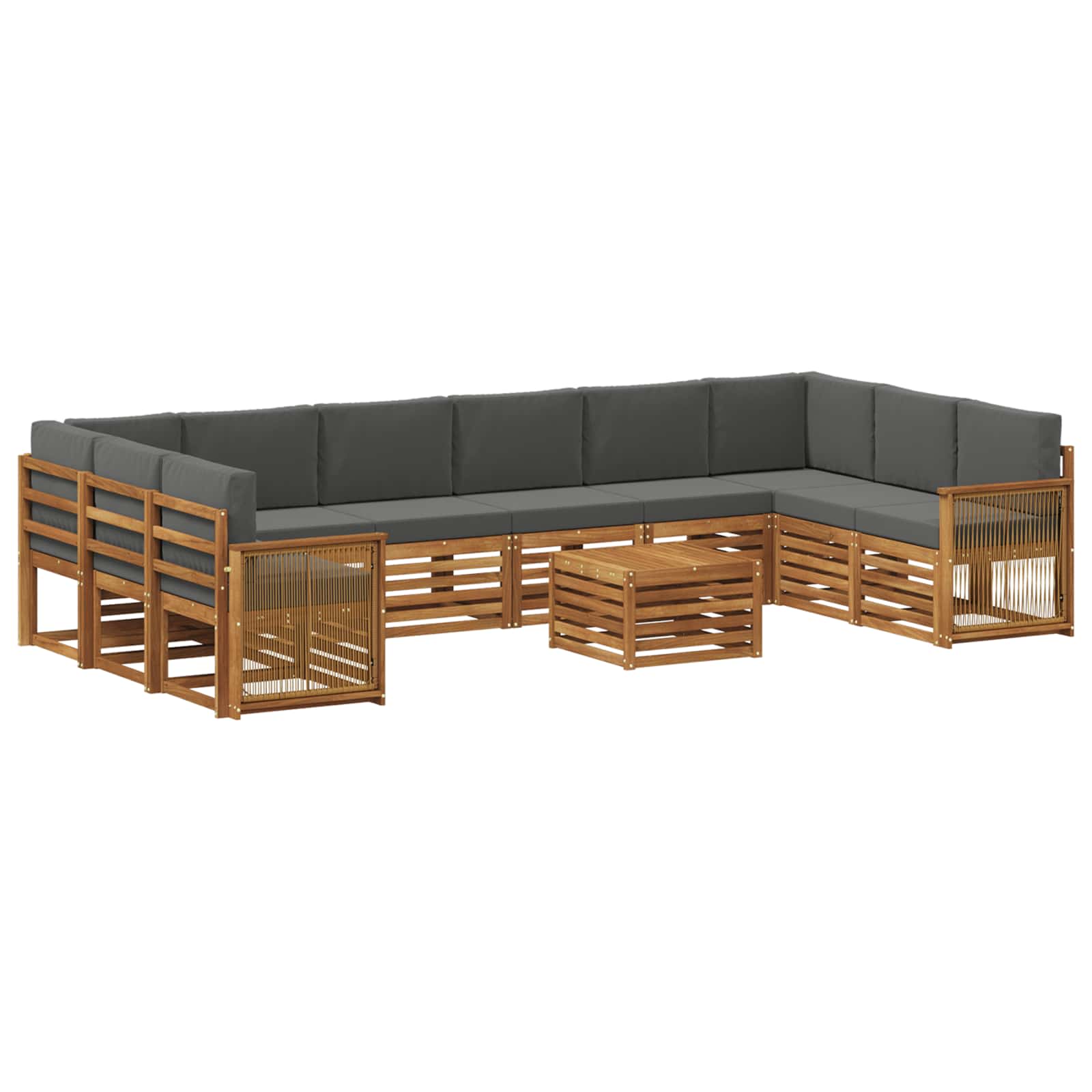 Outdoor-Sofagarnitur mit Kissen 8 pcs Natur und Anthrazit